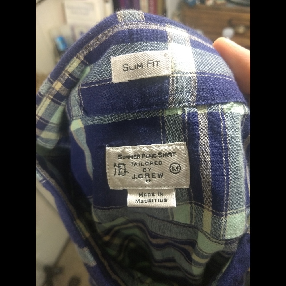 2 for $20 J.Crew Factory summer plaid slim fit shi - Picture 3 of 5